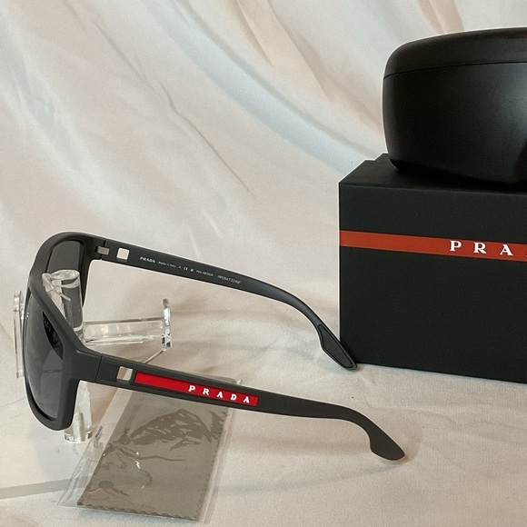 Prada Linea Rossa SPS02X UFK07H Sunglasses Men's Grey Rubber/Polarized 60-15-145 - Picture 6 of 9